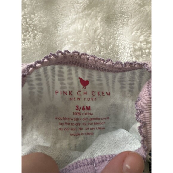 Pink Chicken 3-6 Months Baby Bodysuit Purple Sleeveless Snaps Scalloped - Picture 4 of 7